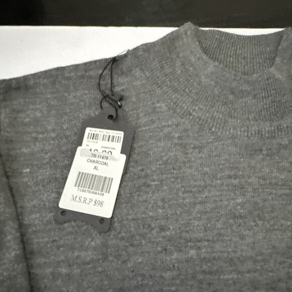Tailored Recreation Premium Sweater Mens XL Grey Wool Blend Mock Neck Fitted NWT - Picture 4 of 8